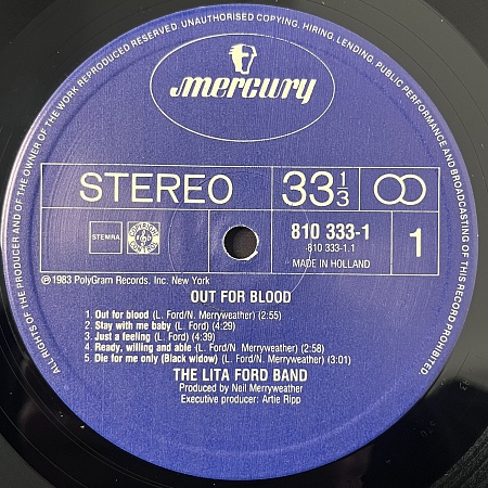 Lita Ford – Out For Blood (VG+)