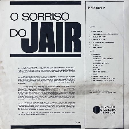 Jair Rodrigues – O Sorriso Do Jair (VG)